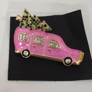 Talbot pink Car Brooch with Christmas Tree